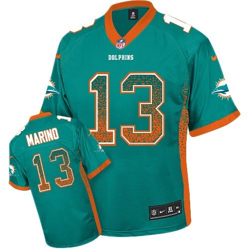 Men's Elite Dan Marino Nike Jersey Aqua Green - #13 Drift Fashion NFL Miami Dolphins